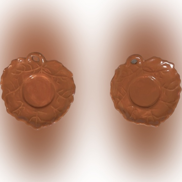 Other - 🍄Leaf Tea light Candle Holders Set Of 2 Ceramic Fall Thanksgiving Decor